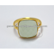 Natural Aqua Chalcedony Gemstone Bezel Rings, Wholesale Chalcedony Bezel Ring Jewelry Supplier